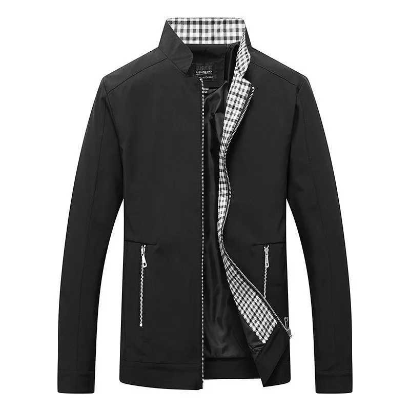 Spring Men Jacket Fashion Plaid Patchwork Stand Collar Loose Male Outerwear Long Sve Pocket Zipper Casual Versatile Man Coat S261017EVAZ