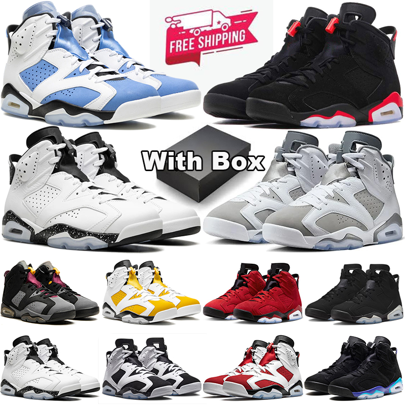 with box free shipping 6 6s basketball shoes Oreo Cool Grey University Blue Black Infrared mens trainers women outdoor sports sneakers 36-47 hotsale