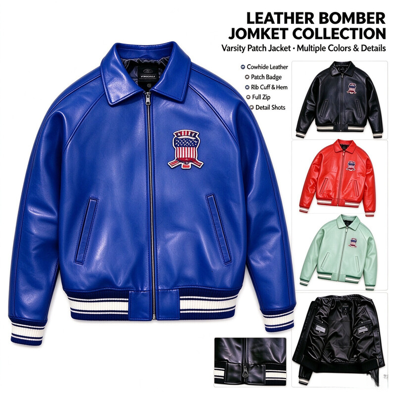 designer AVIREXMen's Genuine Leather Varsity Jacket Us plus size Thick European lambskin High Quality Embroidery Jacke tees