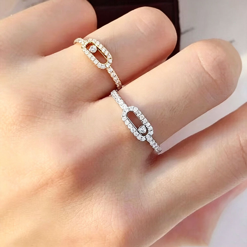 Mesikaa Ring Woman Jewelry Designer Messikaas Ring For Woman Men Band Rings Light Luxury High-end Single Diamond Sliding Ring For Women