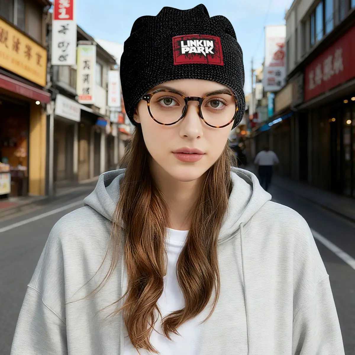 Beanie/Skull Caps Linkin Park Band Waffle Knit Fleece Lined Beanie with PU Leather Patch Unisex Warm Winter Soft CapT261017