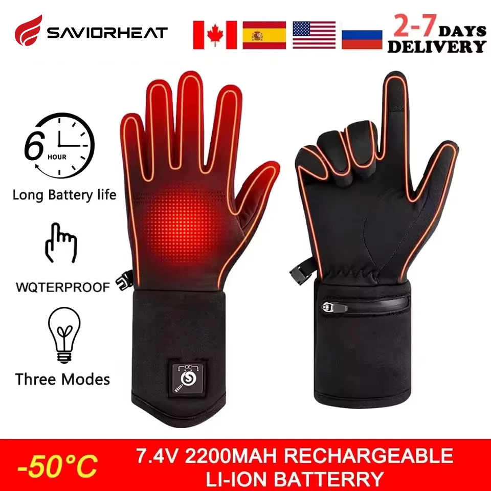 Savior Heat Electric Heated Glove Liners for Men Women Rechargeable Battery Heating Riding Ski Snowboarding Cycling Thin Gloves 261016