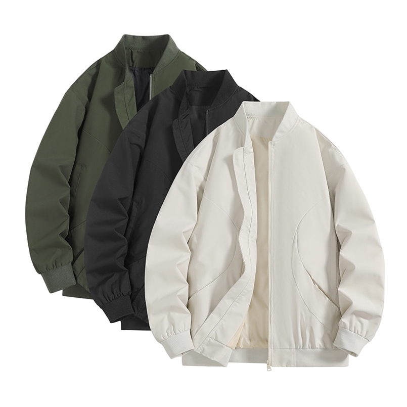 CHRLCK Running Coats Men's Baseball Jacket Casual Thin Loose Fit Spring Autumn Outerwear Polyester Pilot Jackets Men 260929
