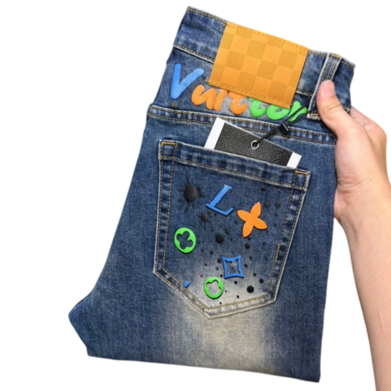 Men's Jeans Autumn Winter Men Slim Fit European American High-end Brand Small Straight Pants L801-909