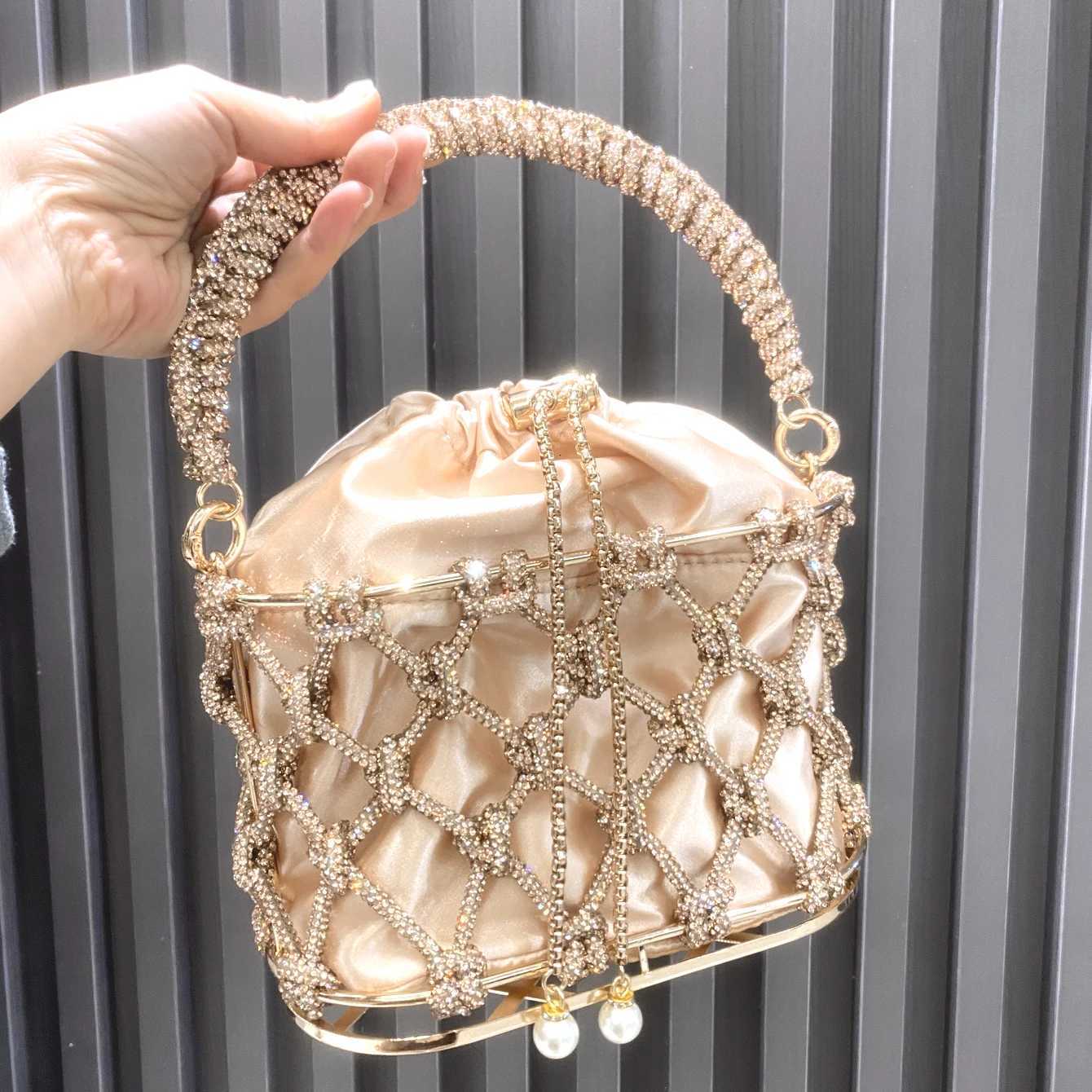 Evening Bags Totes handmade Rhinestones Evening clutch Bag Purses and handbag Designer shoulder bag Shiny Crystal Clutch purse bucket bag H261016