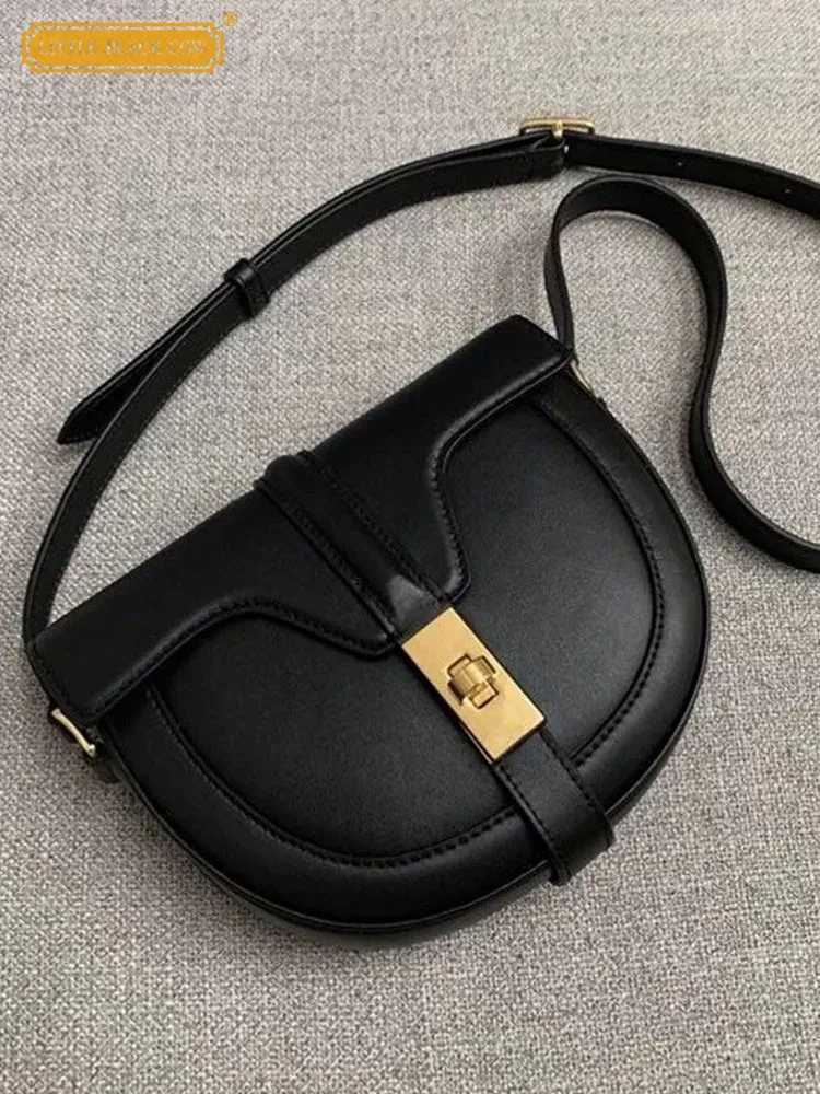 Evening Bags Women Single Shoulder Bags Solid Color Cow Split Leather Vintage Handbag Hasp Saddle Bag Fashion Ladies Sling Crossbody Bags H261016