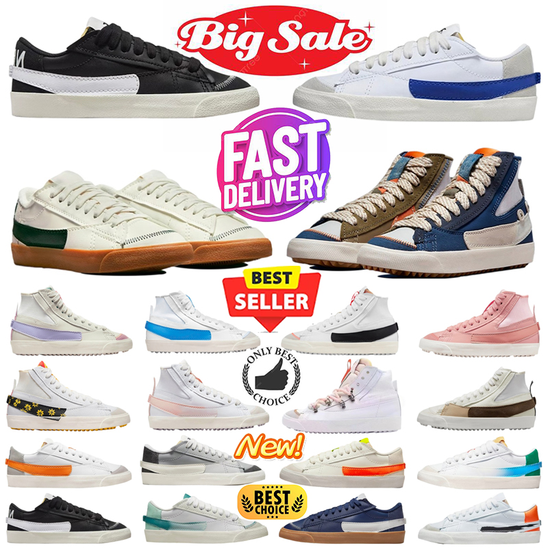 Fast shipping With box designer Casual Shoes Trainers Blazers Classic Mens Womens Red Black White Indigo Pine Green Jumbo Mid 77 High low size 36-45