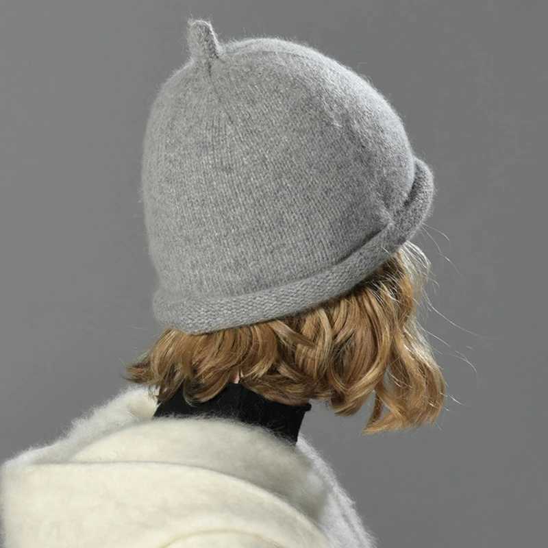Beanie/Skull Caps 8 Colors Women Knitted Beanie Hat Winter Warm Wool Blend Pointed Top Hat Ladies Rolled Cuff Soft Solid Color Skull CapT261017