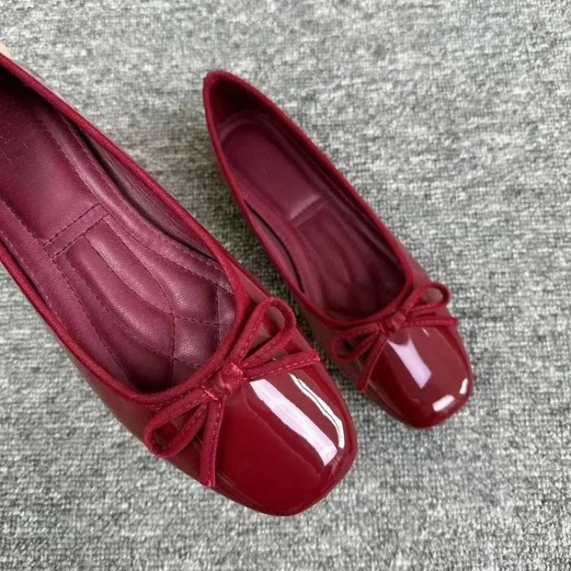 Women's Square Toe Bowknot Loafers Shallow Slip-On Flat Shoes Soft Sole Comfortable Summer Casual Office Plus Size 261017