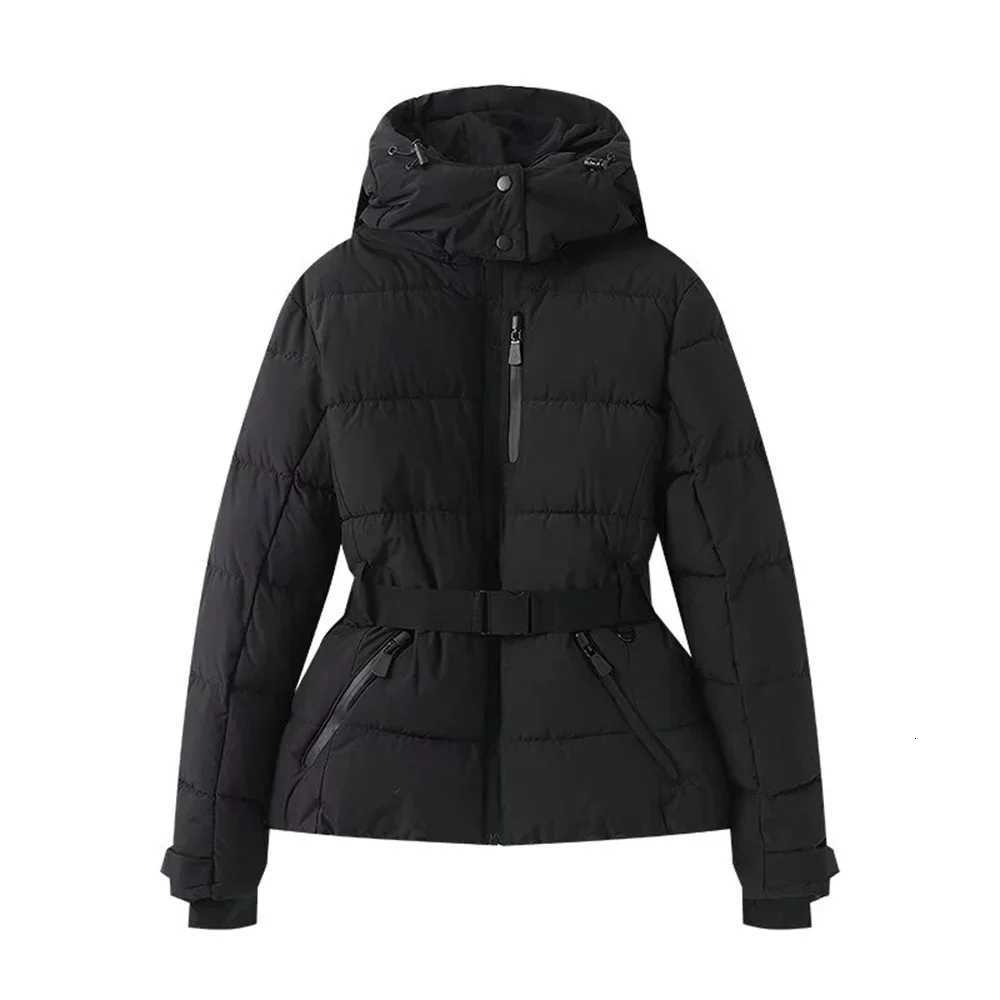 Women's Down Parkas 2025 NEW Women's Warm Skiing Series Waist Down Cotton Jacket Winter New Hooded Slim Fit JacketT261017