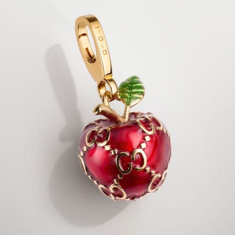 Guccliy Necklace enamel red apple pendant necklace Korean style minimalist fresh and versatile a chic clavicle chain