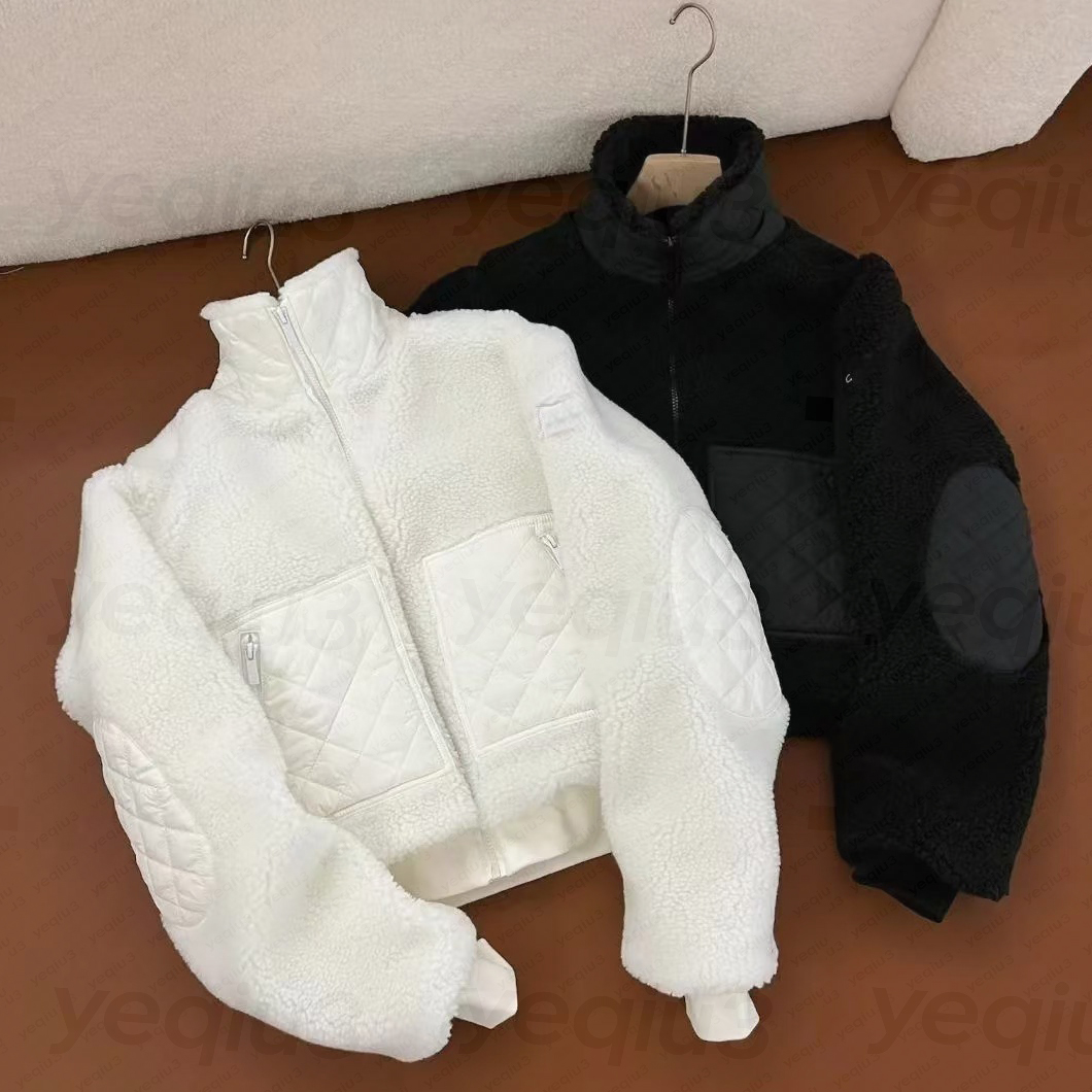 Women Fleece Jacket Cropped Stand Collar Fuzzy Thick Fleece coat LA Casual Studio to Street Winter Warm Streetwear