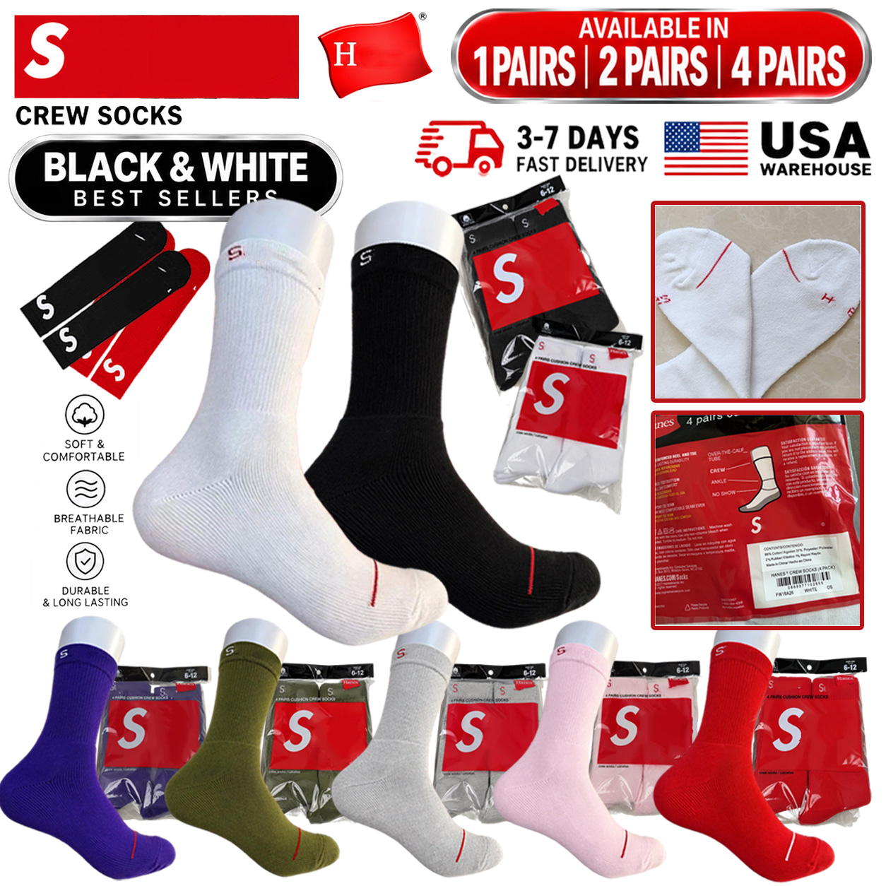 Designer Supremely socks 4 pack designers wholesale Mens socks Multi colored High quality socks Basketball sports socks Brand men socks Stockings de