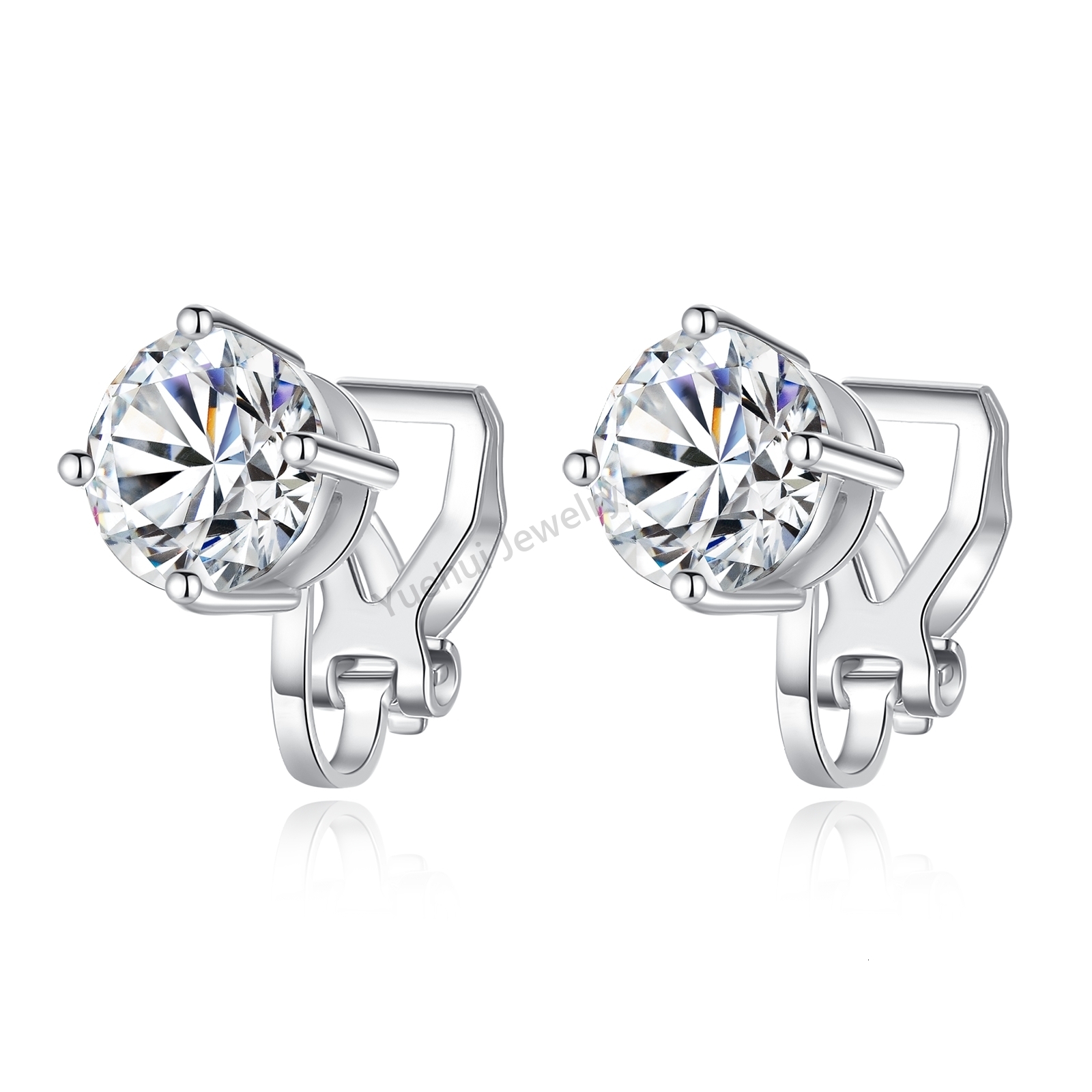 Fine VVS d color ice 925 sterling silver diamond men's sandstone clip-on earrings without piercing jewelry for women