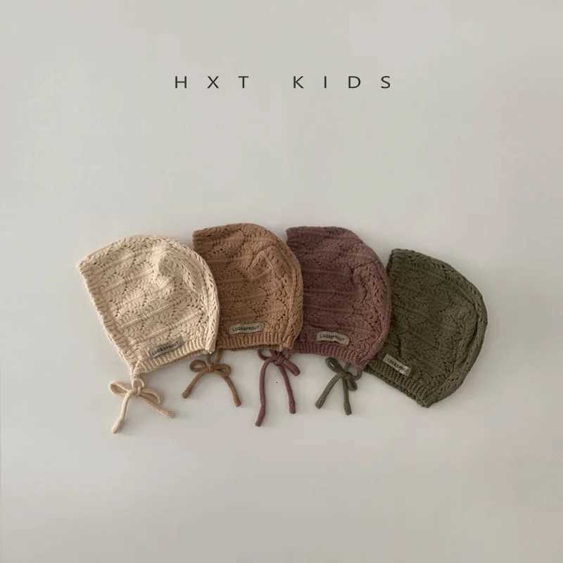 Beanie/Skull Caps Fashion Retro Hollow Children Knitted Hats Handmade Crochet Flower Girls Parent-child Outdoor Cotton Hat 2024 Autumn Winter Caps Q