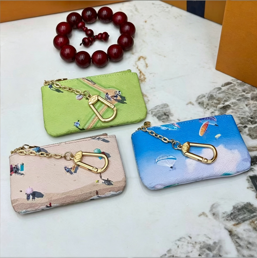 leather Unisex Wallet Brand Multi-card Lattice Graffiti Cartoon Men Women Wallets Passport Clip Classic Clutch Bags Coin Purses Card Holders blcak c