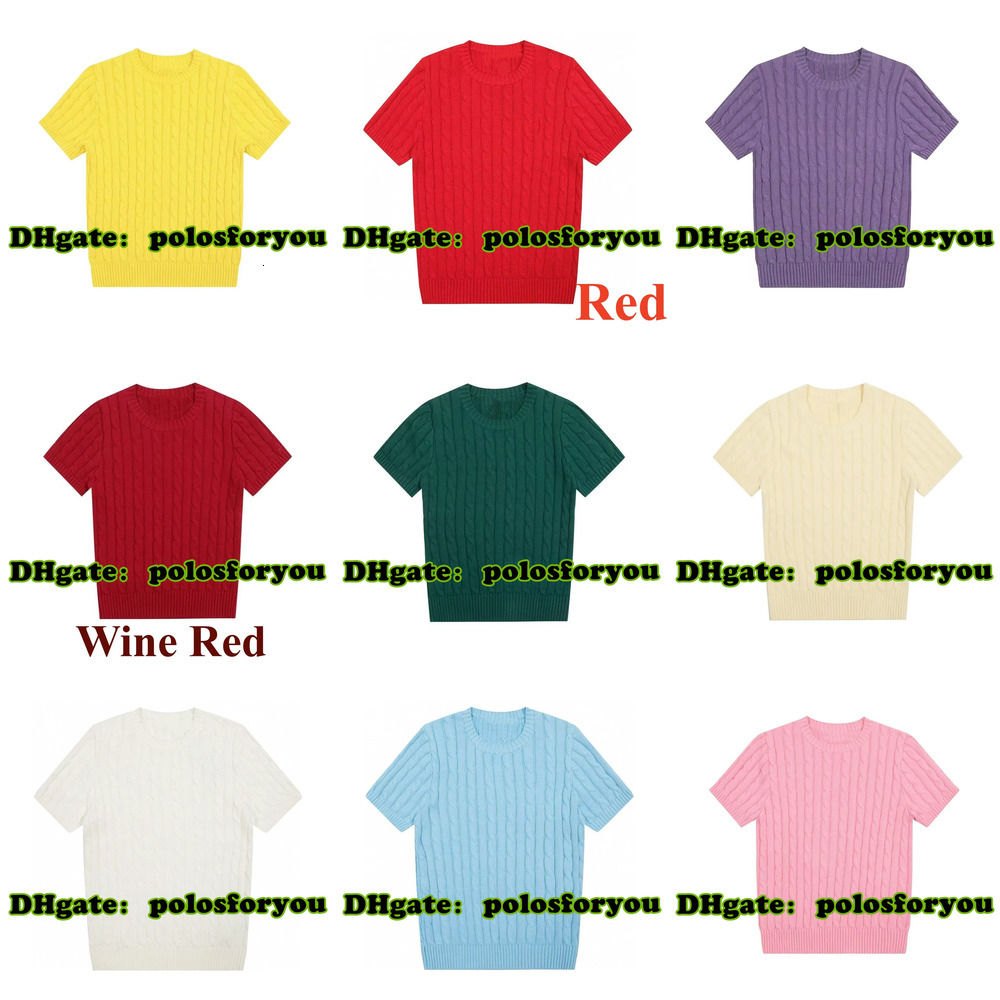 Fashion Designer Clothes Women Vintage Tshirt Women Polo Shirt Old Money Style Classic Round Neck Solid Color Embroidered Knitted Women's T Shi