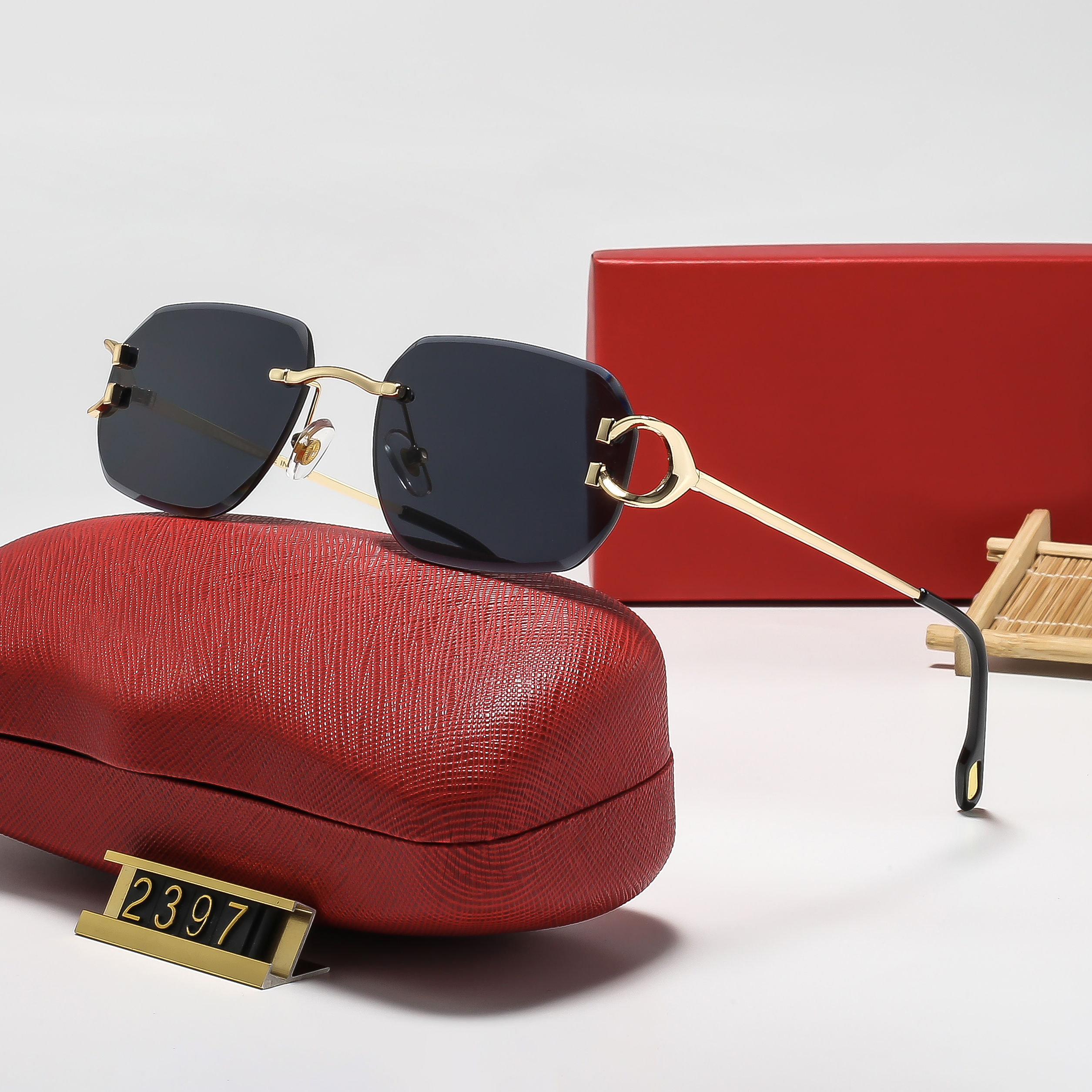 Luxury Brand Designer Sunglasses New Retro Metal Oval Small Frame For Men And Women With High-End Hollow-Out Temple UV400 Protection Sunglasses lune