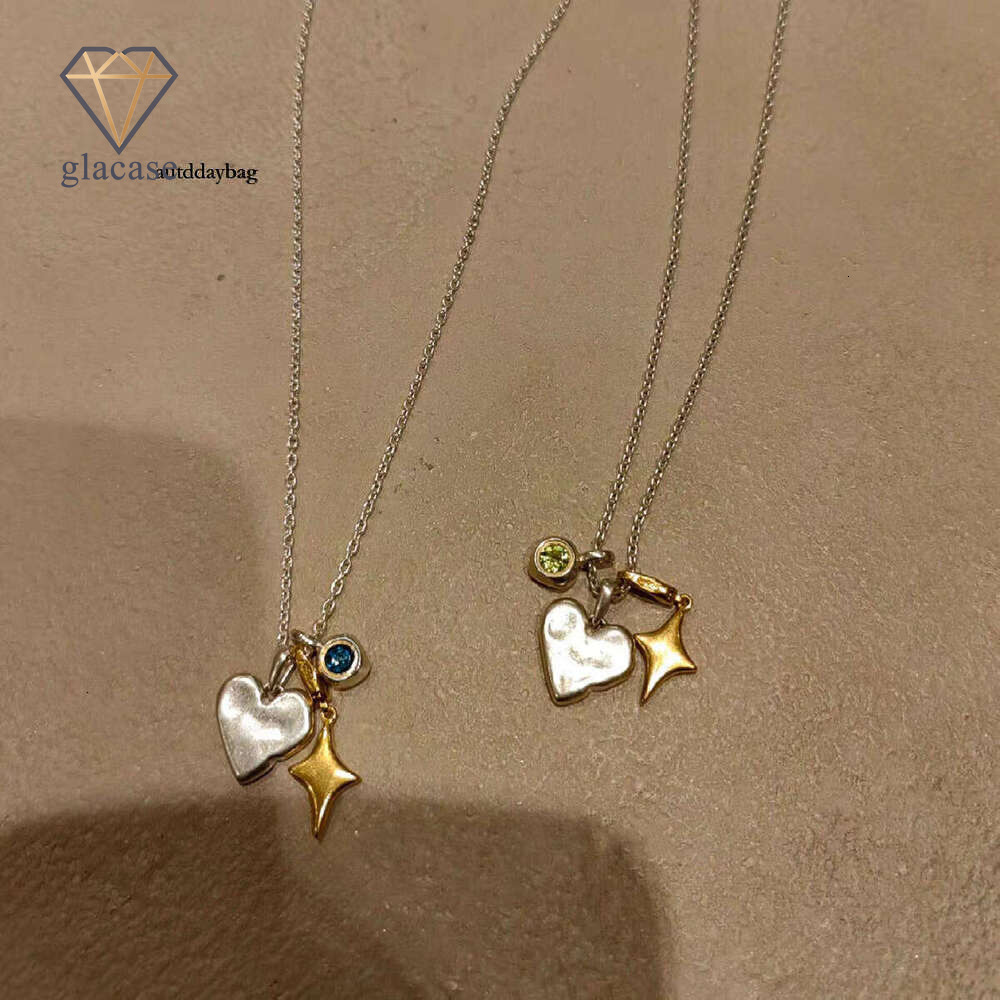Detachable Heart-Shaped Starburst Imitation Green Sparkling Diamond Pendant Necklace for Women 2025 New Model High-End Light Luxury Niche Collarbone