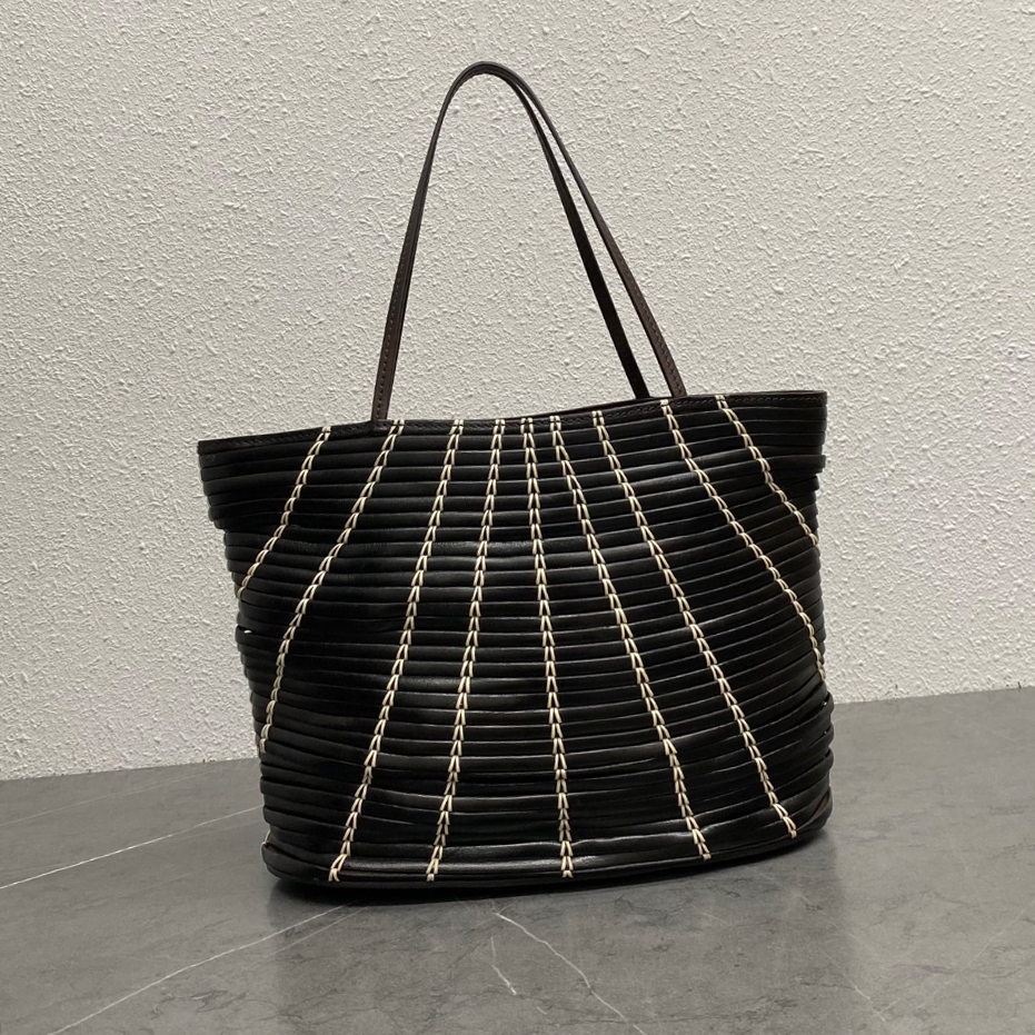 Woven Leather Tote Bag Calfskin Structured Basket Design Double Shoulder Straps Spacious Chic for Work Top-Tier Designer New Arrival