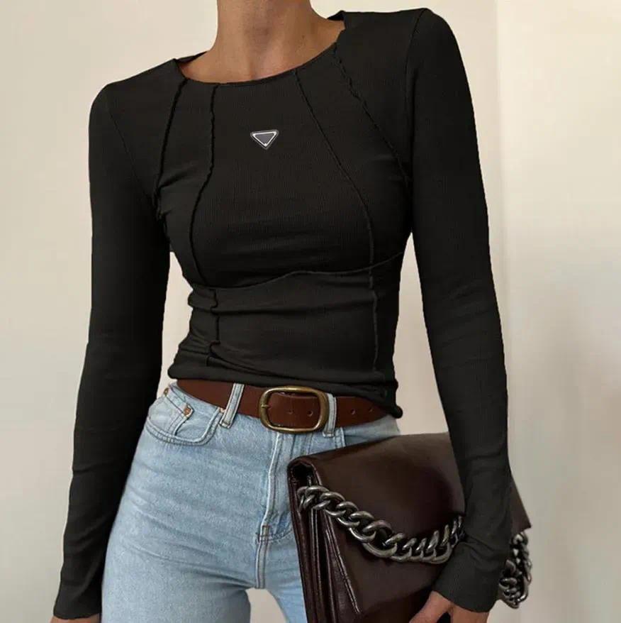2027 Designer women's letter T-shirt long sleeved spring and autumn women's slim fit T-shirt top with letter T-shirt fashion style shirt