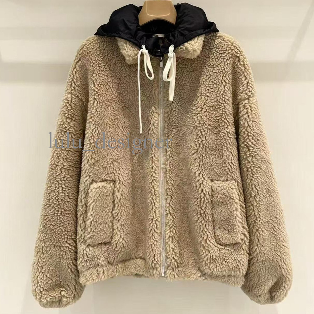 Designer jacket women winter Brand 2026 New Detachable Hooded Lambswool Zippered Loose Versatile Jacket For Women