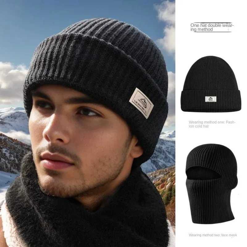 Beanie/Skull Caps Popular 2 in 1 Knitted Winter Balaclava Hat Cotton Thick Warm Cap Mask Full Face Protection Earmuffs for Cycling Outdoor Sports Q2