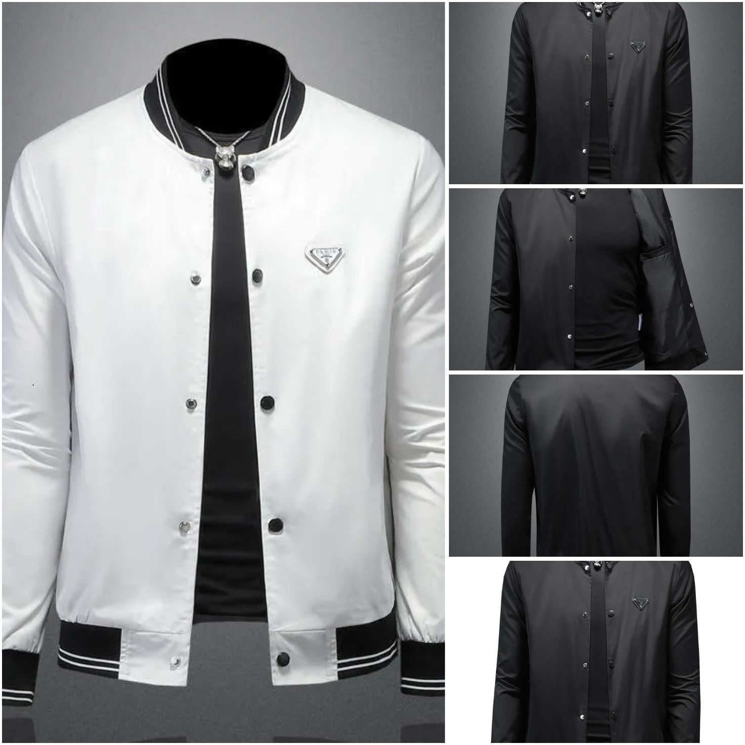 Free Shipping New Spring And Autumn Baseball Collar Jacket For Men, Versatile Casual Trendy Fashion Slim Fit Solid Color Coat Jk9073