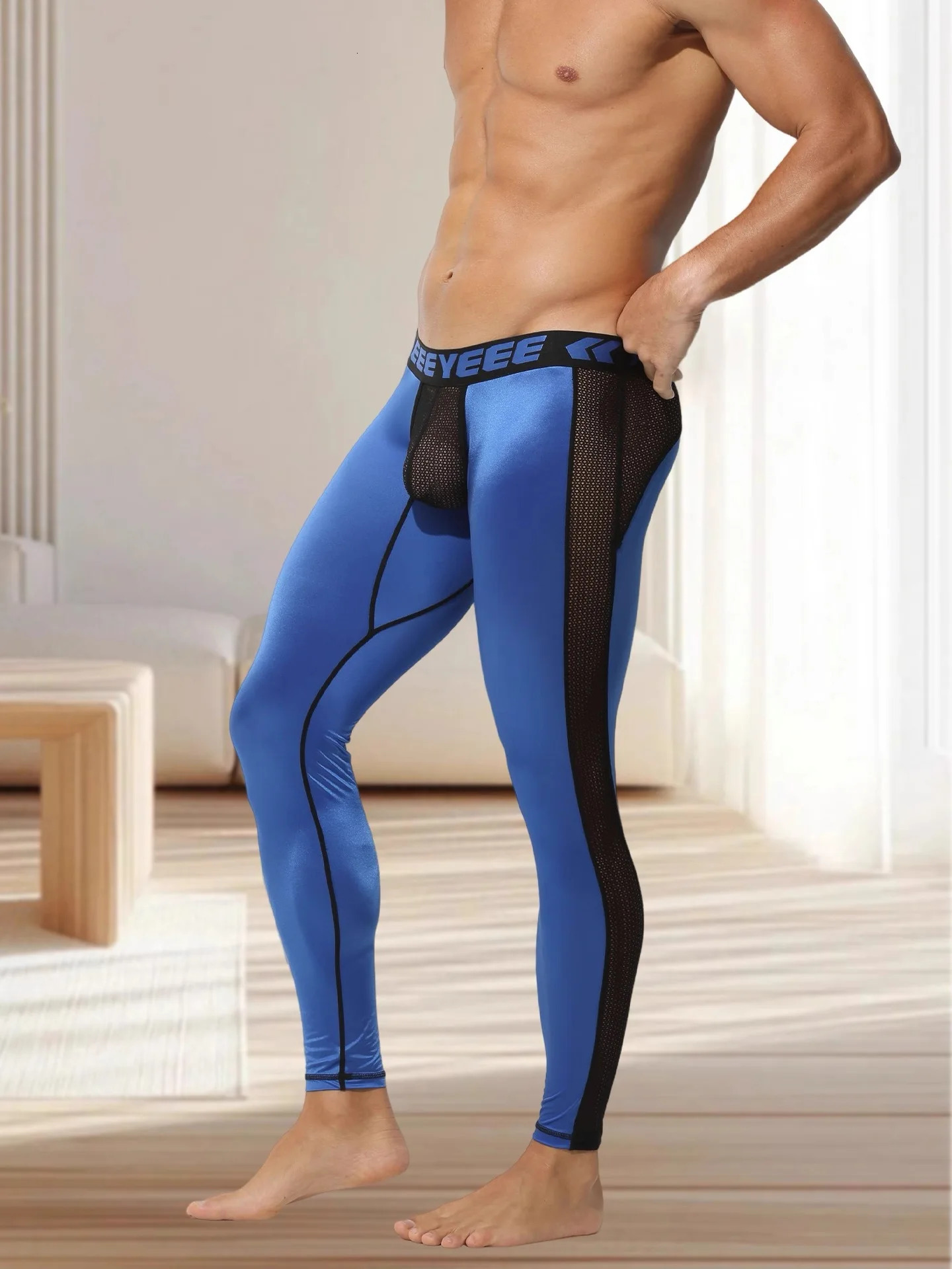 Men's Thermal Underwear Ultra-Thin Ice Silk Satin Briefs with Mesh Hollow n Comfortable Clothing Man Adult Underwear 261014