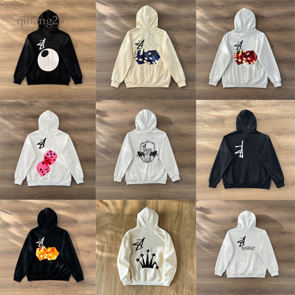 Stusyshirt Hoodie Men Designer High Quality American Hip Hop Trend Soft Cotton Pullover Letter Graphic Print Stussytity Sweatshirts Street Stud Blac