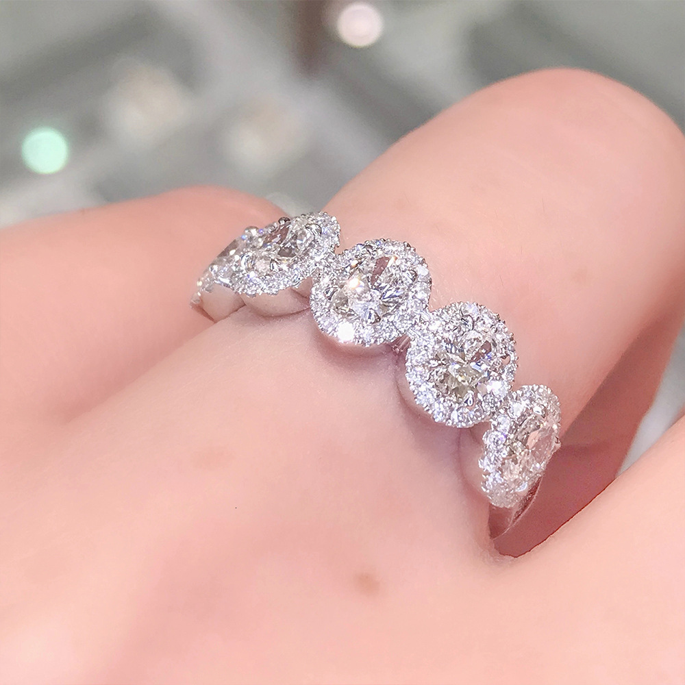 Huitan Minimalist Five-Circle Ring, Korean-Style Round Cubic Zirconia Ring Women, Wholesale Source For Small Accessories In Yiwu