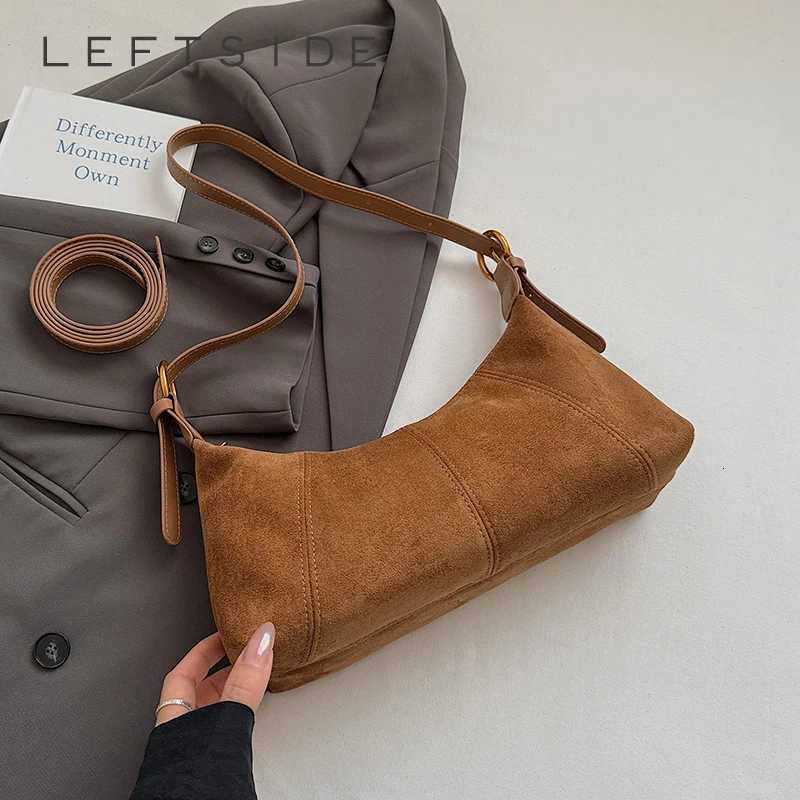 Cross Body LEFTSIDE Faux Suede Underarm Bag 2025 Winter Casual New Shoulder Bag Women's Small Crossbody Bag Handbags and Purses H261016