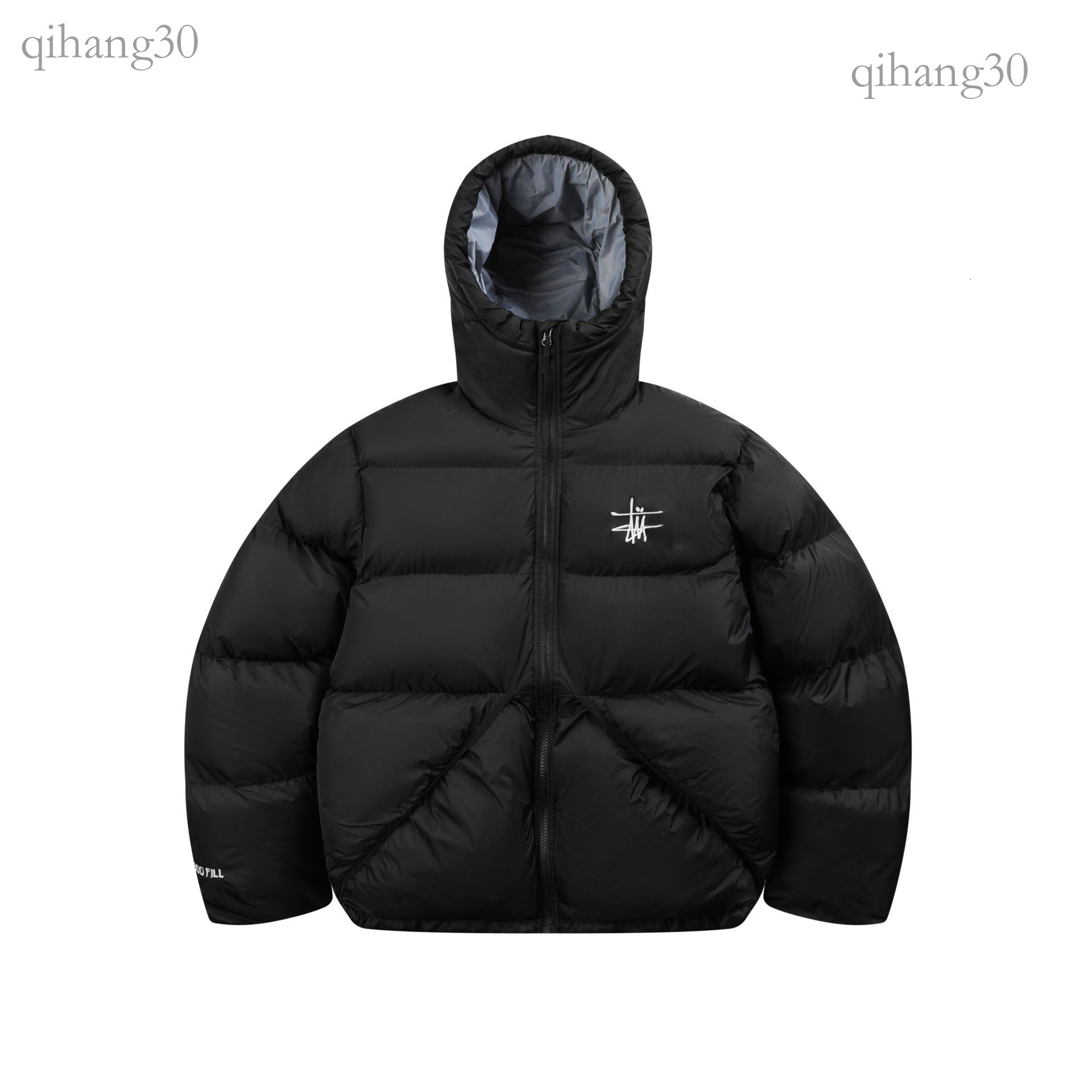 Stussytity Puffer Jacket Man Designer Thick Puffer Jacket Studed Embroidered Hooded Contrast Lining Bubble Winter Warm Streetwear Stusyshirt Puffer