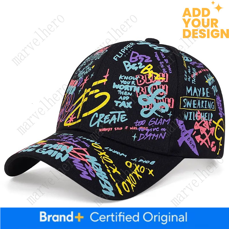 European And American Cross Border Colorful Graffiti Hip Hop Baseball Casual Sun Protection Printed Duckbill Cap Personality Hat Trendy Unisex