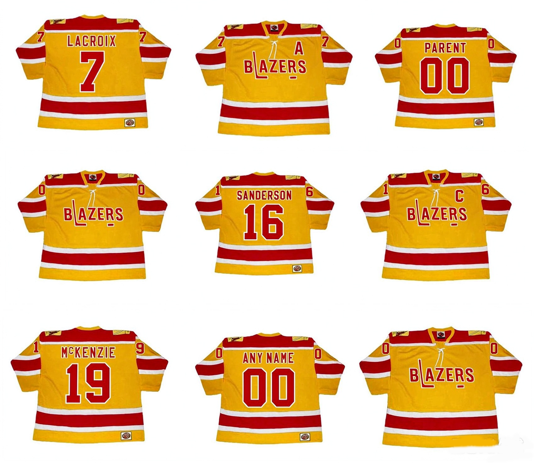 Vintage Philadelphia Blazer Throwback Hockey Jerseys 00 BERNIE PARENT 7 ANDRE LACROIX 16 DEREK SANDERSON JOHNNY McKENZIE Custom Any Name Number Size