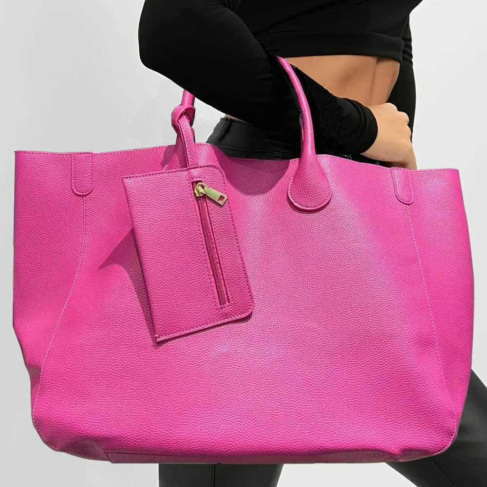 Evening Bags Ladies' fashionable vegan leather oversized handbag with large capacity simple and versatile shopping bag H261016