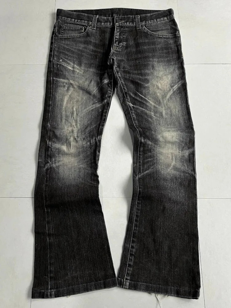 Deeptown Vintage Y2k Bootcut Jeans Women Man Distressed Flared Jeans Retro Grunge Streetwear Boyfriend Style Washed Denim Pants 261016