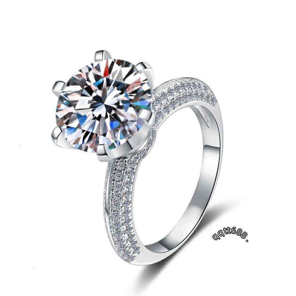 Wholesale GRA Vvs 5ct Moissanite S925 Custom Brilliant Round Cut Engagement 925 Silver Diamond Ring Women Men