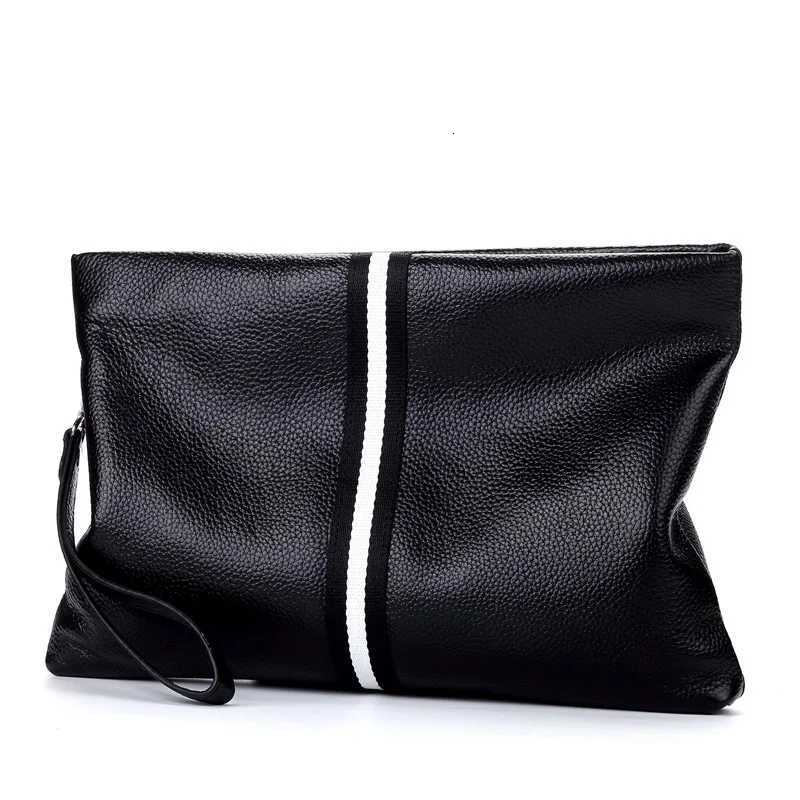 Evening Bags SENOFAN Authentic Hand Bag Men Stripe Real Leather Cowhide Clutches Male Pouch Wallet Designer Envelope Bag Korean Edition Hot H261016