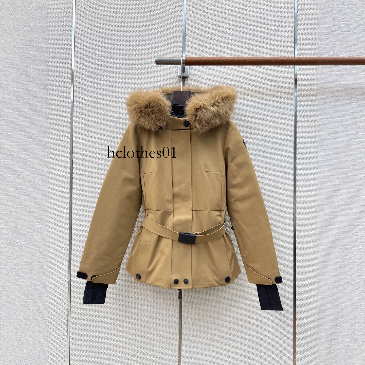 Cross-border 2026 new style Mongolian down ski jacket, waist-cinching, short, fox fur hooded, thickened, slim-fit