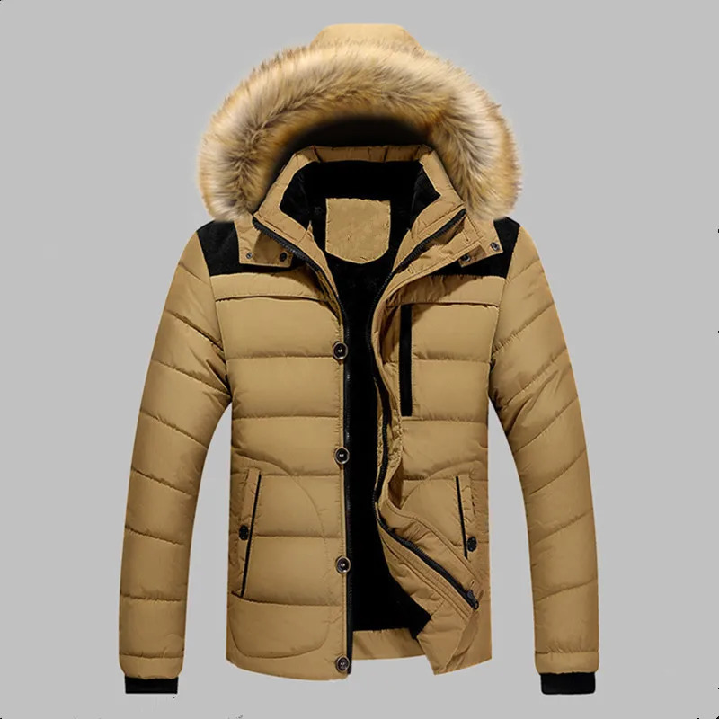 Male Warm Overcoat Wool Liner Coat Outerwear Thick Winter Men Warm Cotton Jacket Coats Fur Collar Hooded Parka Down Jackets 261015