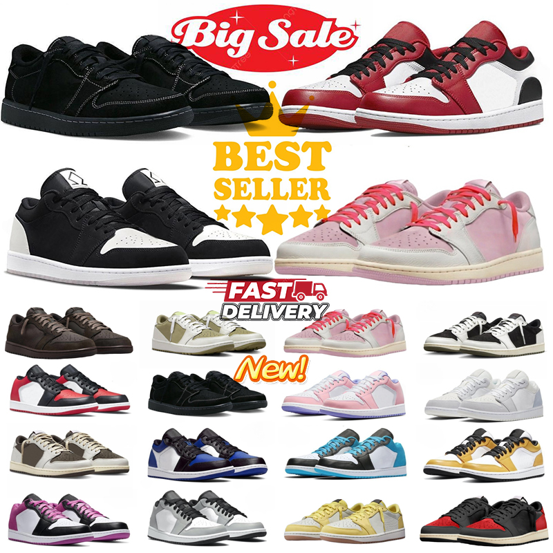 Designer Basketball black phantom shy pink reverse mocha travis scoots low 1 1s lows Sport Shoes sneakers 36-47