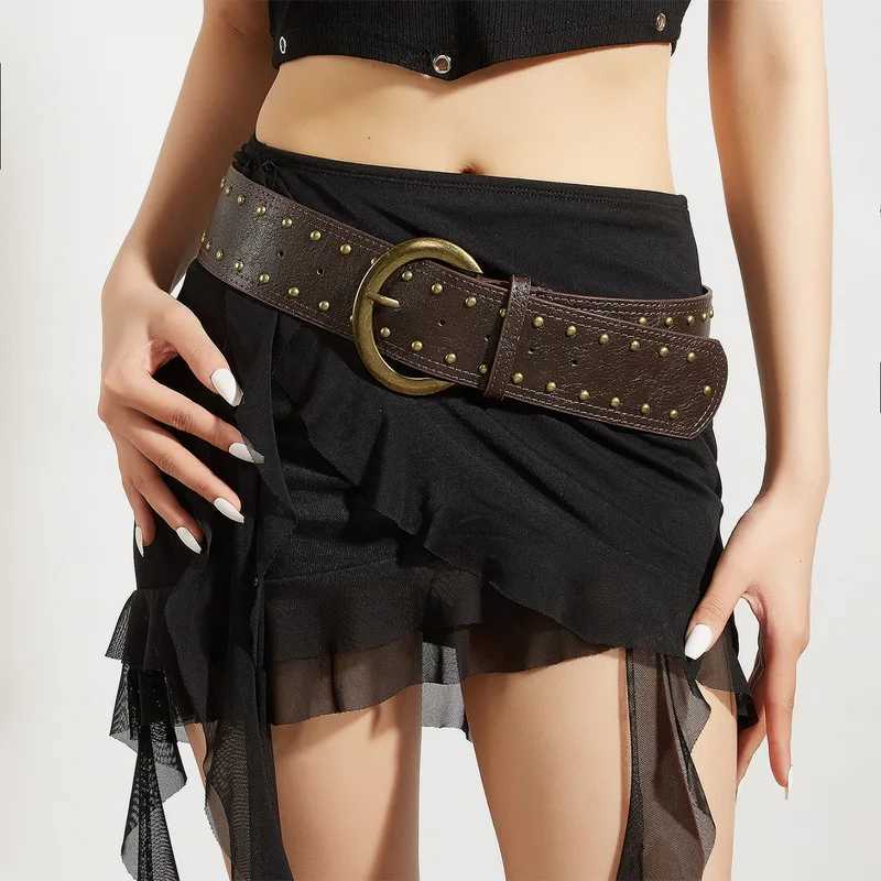 Women Luxury Designer PU Leather Wide Belt Brown Casual Versatile Western Cowboy Black Waist Strap Trendy Pin Buckle Waistband S261017YQYS