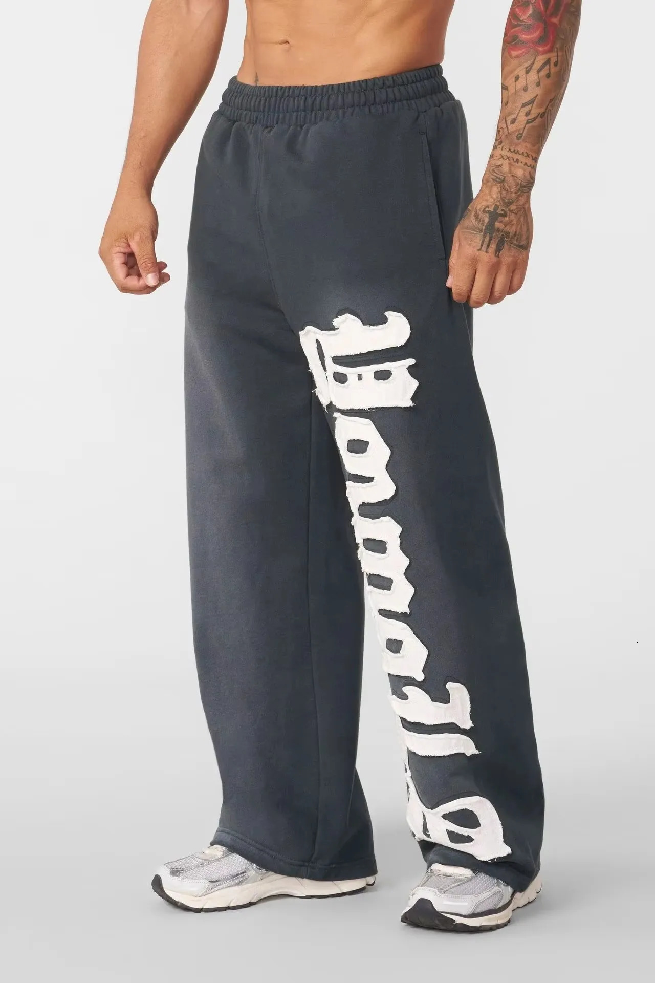 Man Young American trendy sweatpants collaboration anime joggers cotton terry print wide-leg casual pants hip-hop street pants 261013