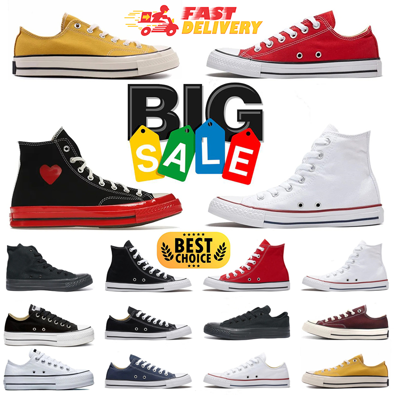 Designer Casual shoes Canvas Platform Racing Black Red Leather Low High Heart Chuck Skateboard Sneakers Love Grey Mens Womens Trainer Shoes 36-44