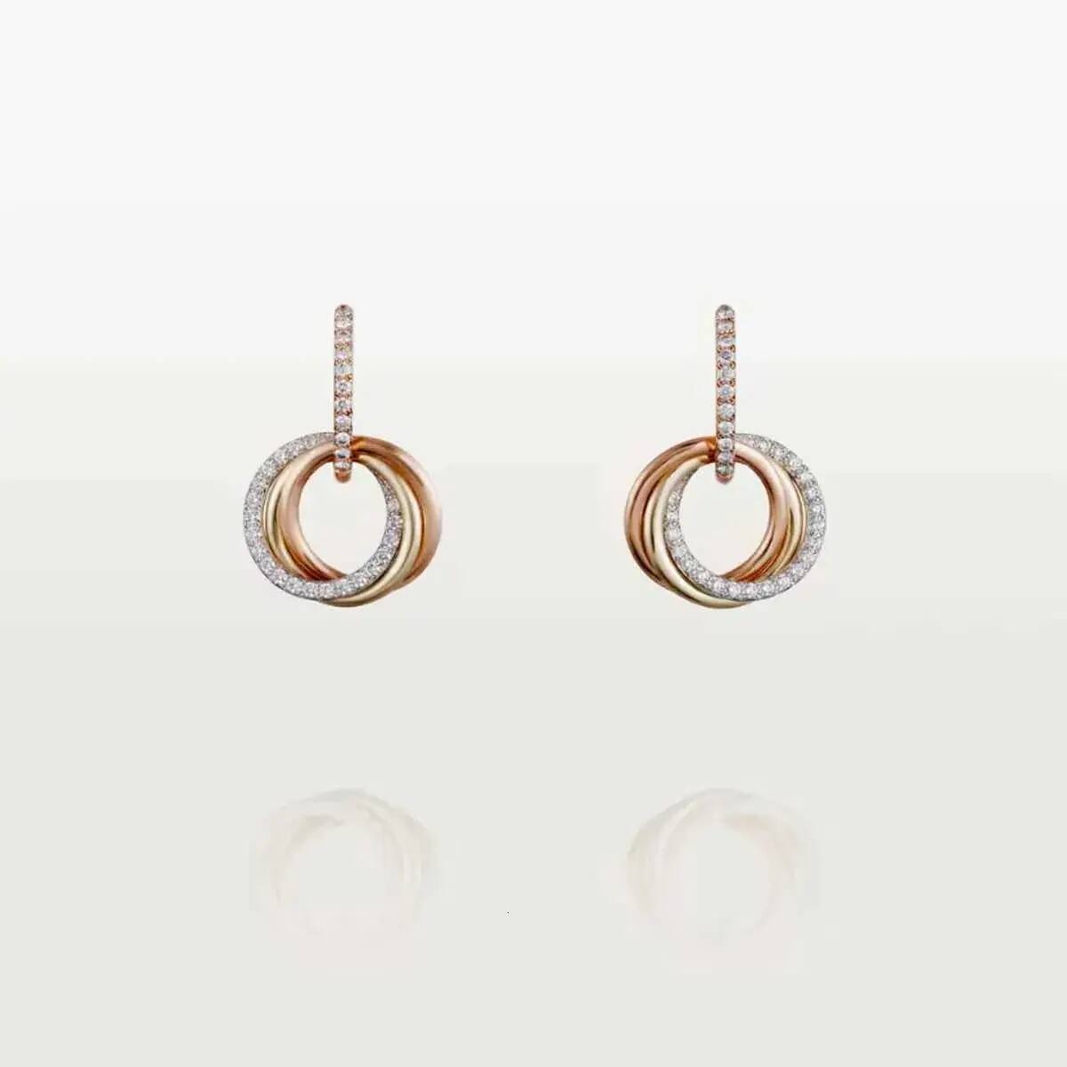 Mini Flat Stud Earring Stud High cubic zirconia Quality Silver Fashion Exquisite TRINITY Inlaid Stone Earrings Women Jewelry Gifts Free Shipping Geo