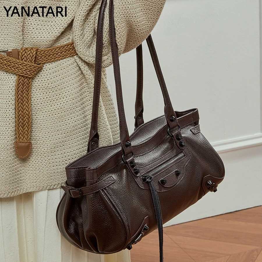 Evening Bags YANATATI Handbags Female Underarm Bag Shoulder Bag Women Bags New Fashion 2026 Genuine Cowhide Leather Tote Bag H261016