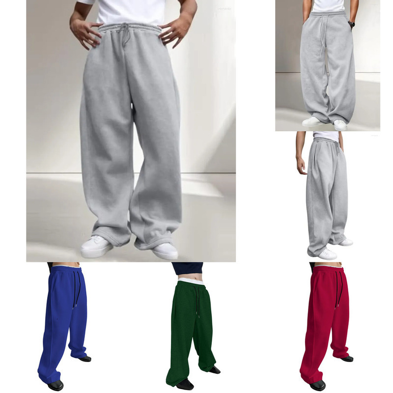 sweatpants mens Men's Pants Baggy Sweatpants Heavyweight Fleece Wide Leg Drawstring Sweat Casual Lounge Joggers With Pockets Slacks