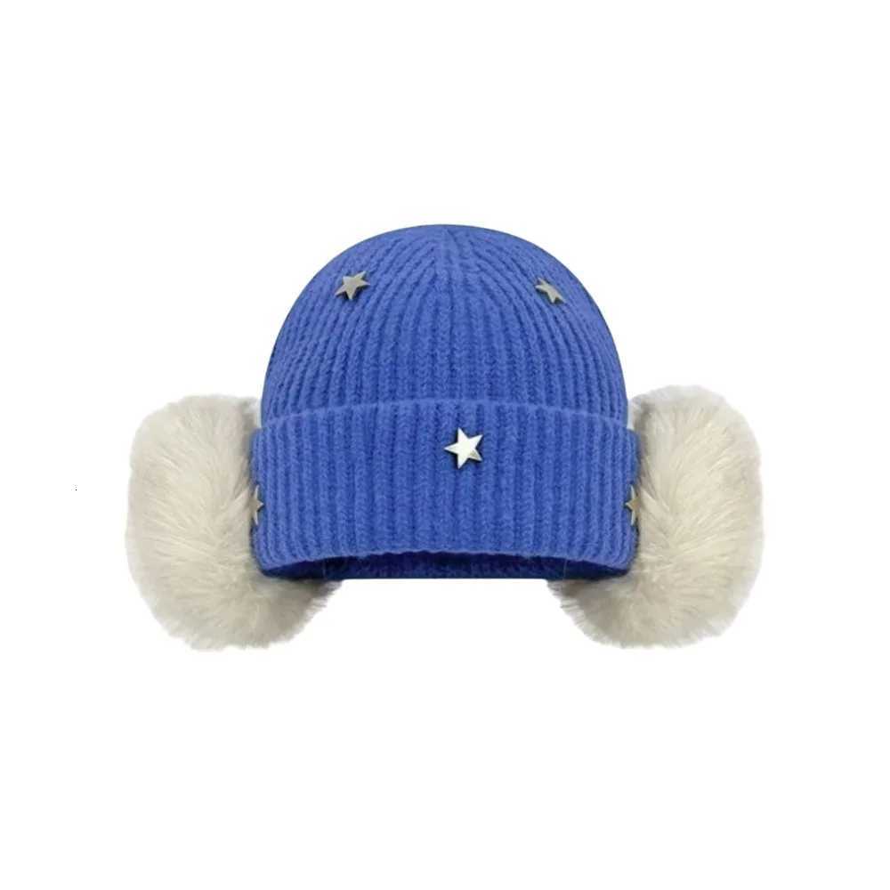 Beanie/Skull Caps Fashionable Windproof Star Knitted Beanie Hat Warmth Cuffed Design Windproof Cap Knit Korean Style Ski Beanie Cap Winter Q261017