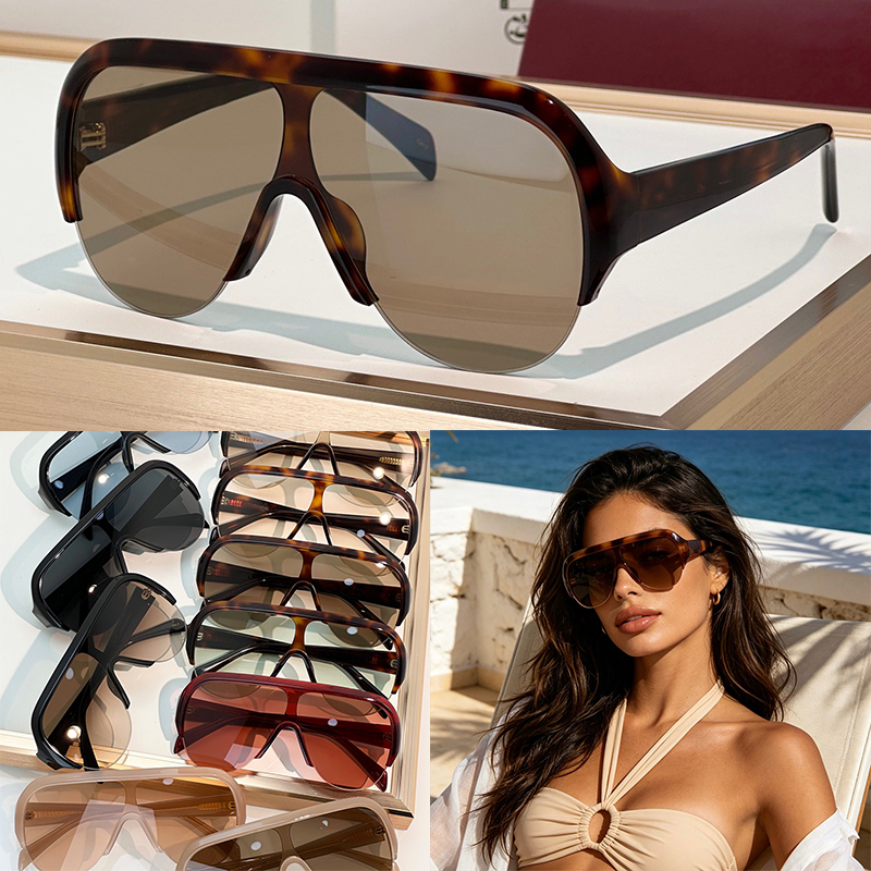 Luxury Sunglasses for Women Designer 2023 Brown Lens Fashion Acetate Half Border Oversized Sunglasses for Men Outdoor Beach Party Glasses UV400 with